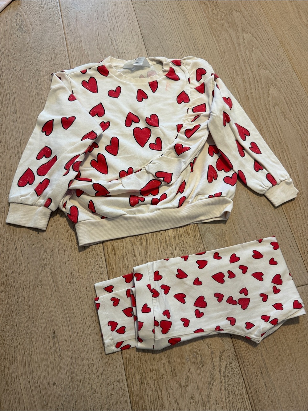 Heart Print White & Red Leggings Set size 7